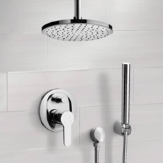 Ceiling Rain Shower System with Handheld, Rain Shower Head, Shower Faucet Set